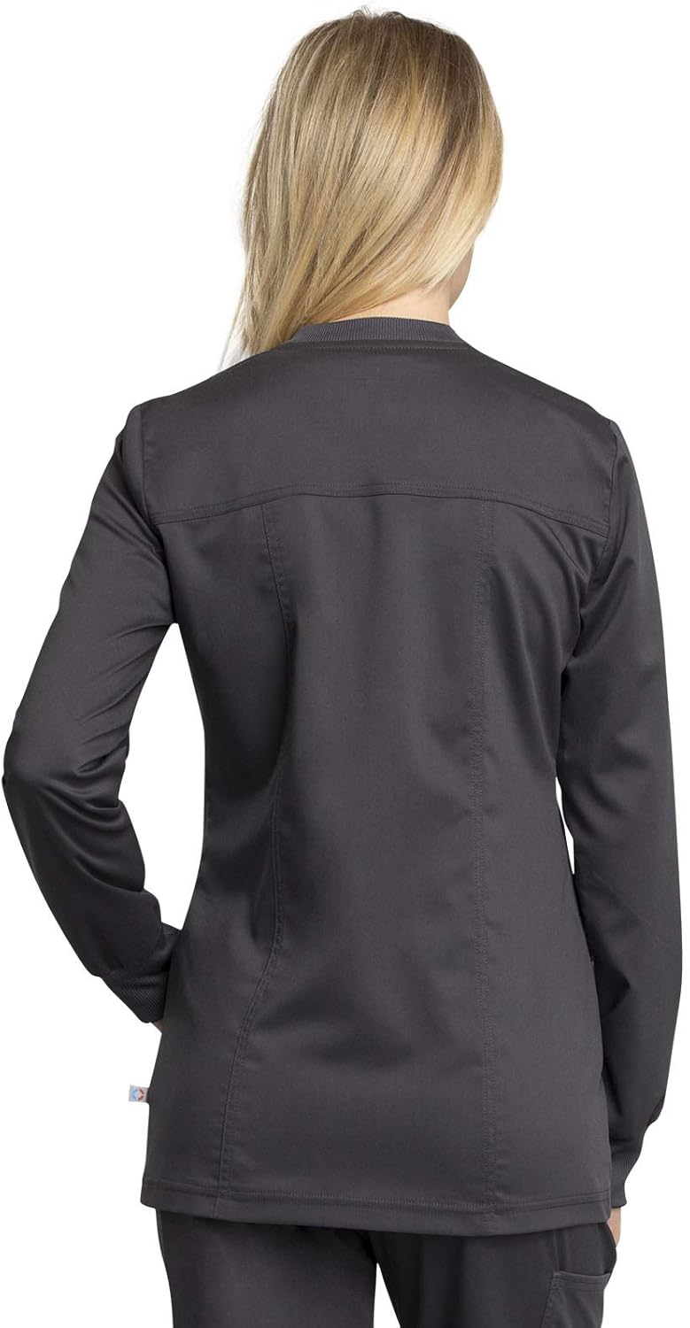 Cherokee Women Warm Up Scrubs Jacket Modern Classic Fit with Zip Front WW305AB