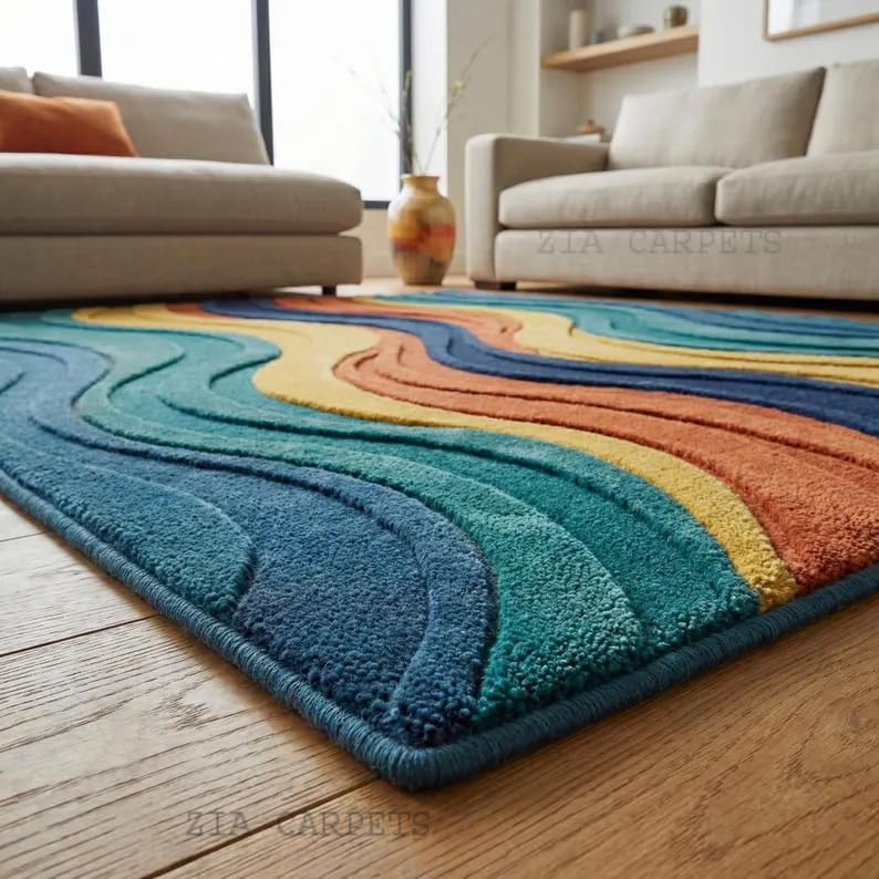 Image of zia carpets Hand Tufted Woollen Modern Collection Bedroom & Living Room Carpet Size 5 X 7 Feet