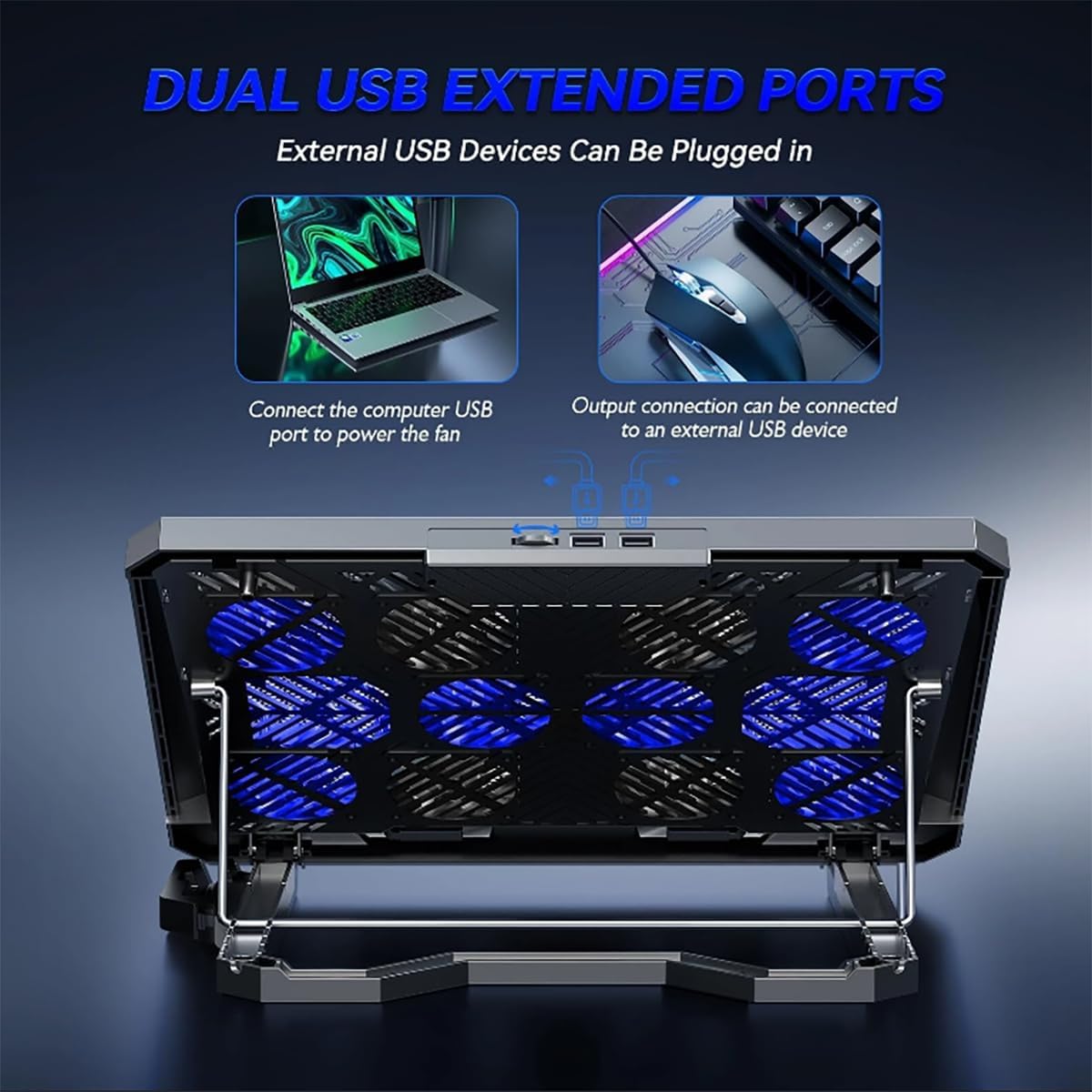 Cooling pad for Dell XPS 13 14 15 16 17 Laptop, with 8 Fan, Adjustable Speed, 5-Level Height Adjustment, Mute Silent,Built-in Phone Stand