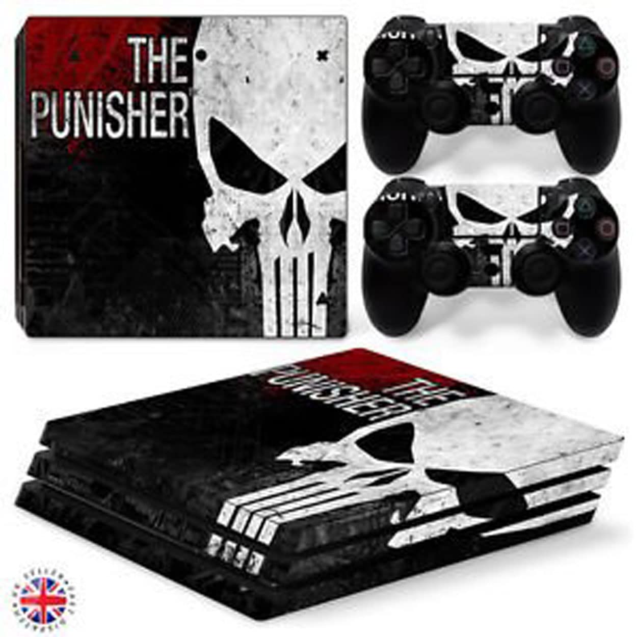 Elton The Punisher Red & Black Theme 3M Skin Sticker Cover for PS4 Pro Console and Controllers [video game] (B078XFQ4L7) Amazon Price History, Amazon Price Tracker