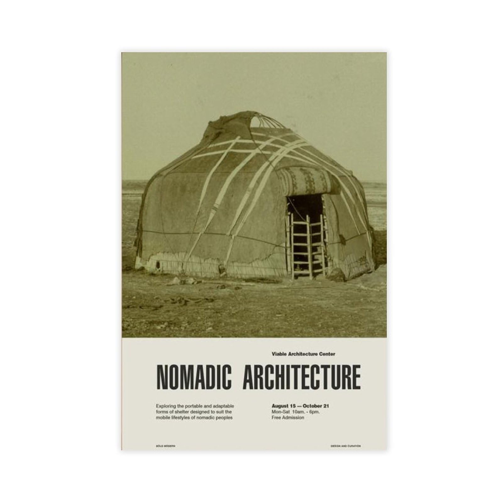 GJtyRFH Nomadic Architecture Mongolian Yurt Mid Century Modern Bedouin Tent Sahara Canvas Wall Art Posters And Prints Room Aesthetic Bedroom Office Decor 20" L X 30" W