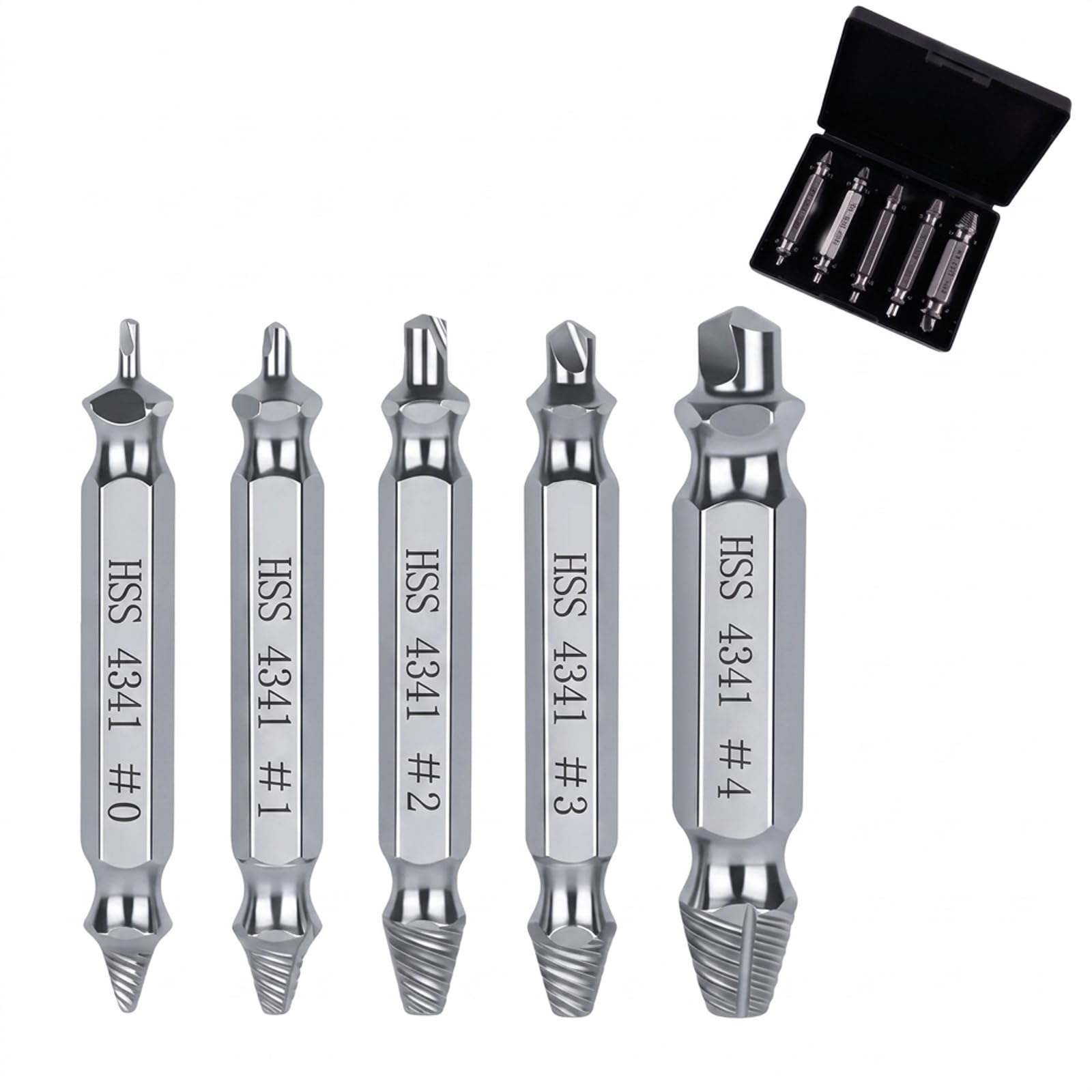 5 Stück Schraubenausdreher Set – HSS 4341 Doppelendige Ausdr