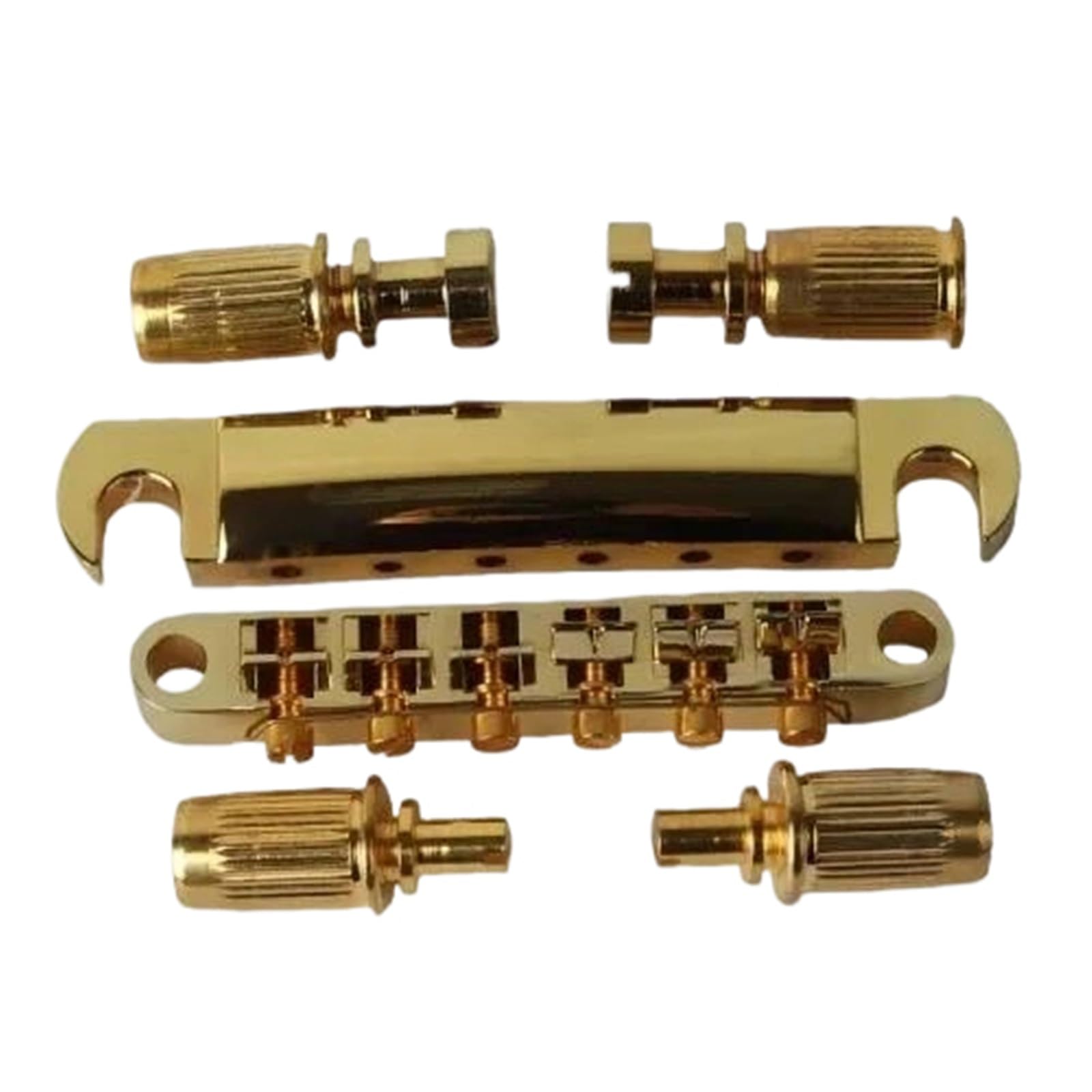 Mostek Gitarowy 1 Zestaw 6 Strun Mostka Do Gitary Elektrycznej I Strunociągu Ze Słupkami Do Części Zamiennych Płyt LP(Golden)