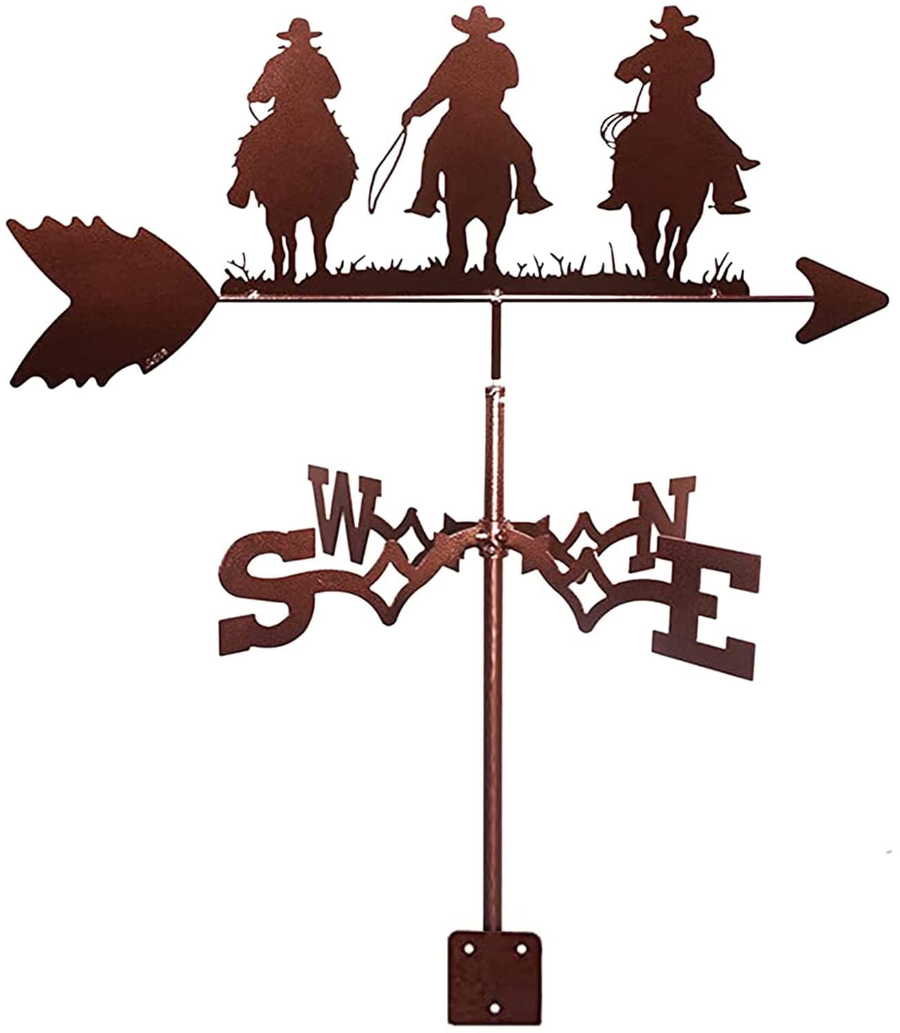 Girouette trois figurines de cowboy en métal pour indicateur de vent - 8