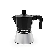 Zanetti, Star Caffettiera Moka Induzione Tre Tazze, Espresso Con Caldaia in Acciaio Inox e Manici Ergonimici, Adatta ai Piani a Induzione 3 Tazze Colore Nero