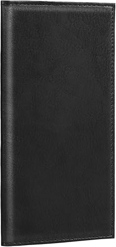 LLi Cufite Funda de cuero para chequera superior y lateral, cheques duplicados con inserto de plástico, soporte para bolígrafo, billetera delgada,