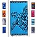 Produktbild DecoKing Strandtuch groß 90x180 cm Baumwolle Frottee Velours Badetuch türkis schwarz Turtle