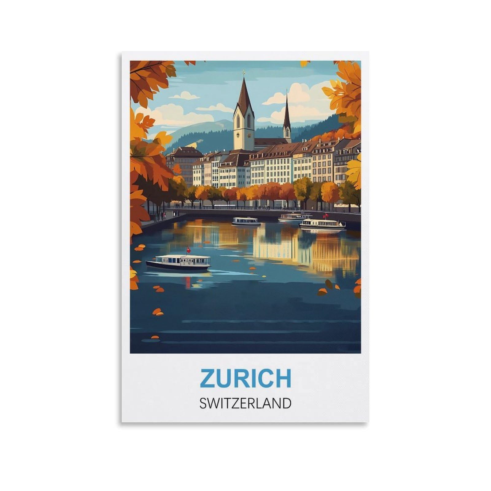 EZMLFA 5D Diamond Art Kits for Beginner,Zurich Switzerland,Diamond Art House DIY Diamond Art Kits for Home Wall Decor 40x50cm