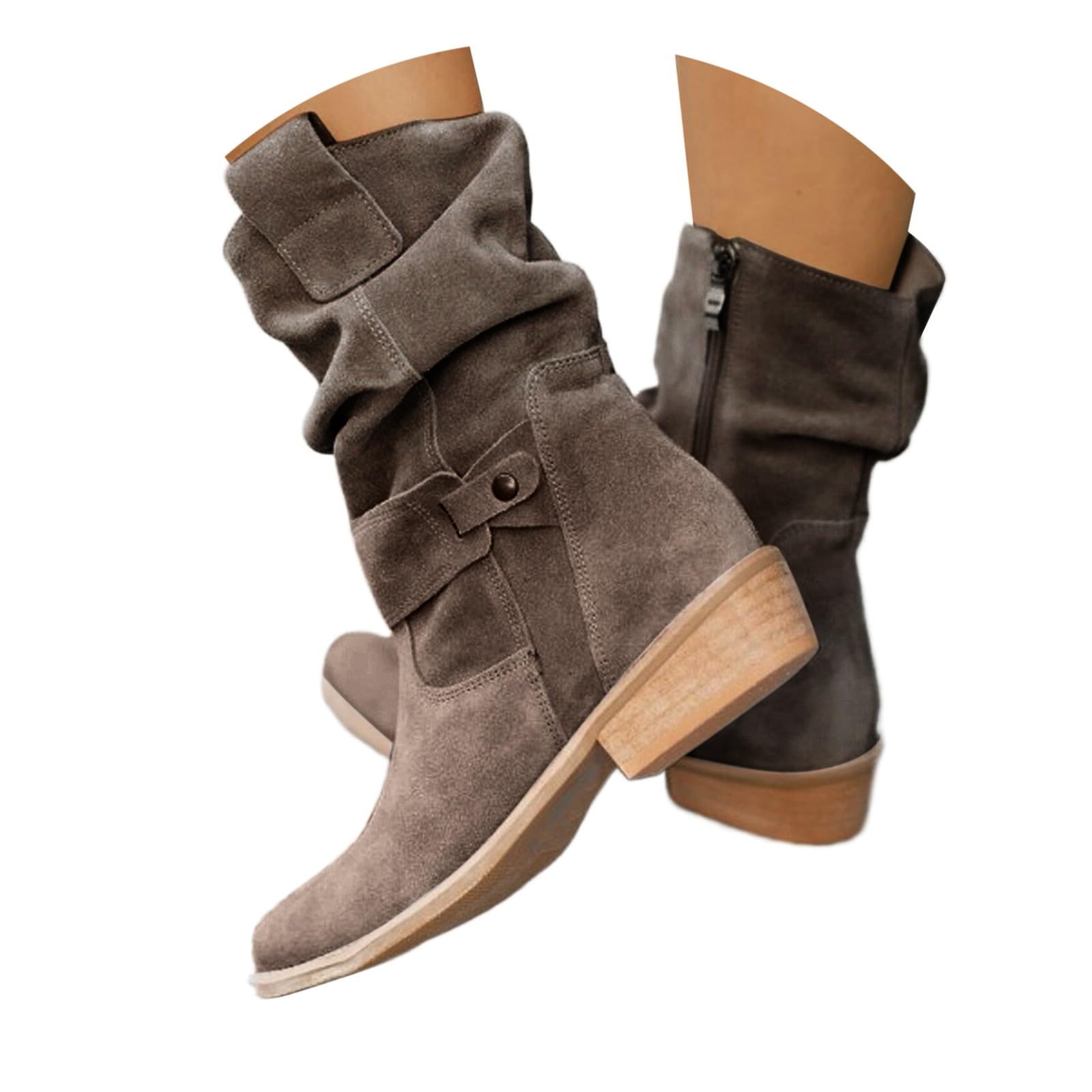 Botines mujer verano vaquero ante botas occidentales elegantes tacones medias botas cortas sin cordones tacón bloque tobillo botas medias botas mujer