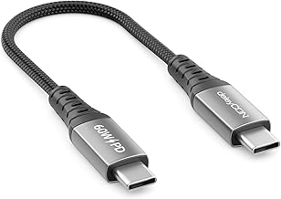 deleyCON USB C Cable 0.15m PD 3.0 PPS (Fast Charge 60W) USB-C to USB-C Charging Cable Short 6 Inch for iPhone 17 16 15 Pro Max Air Galaxy S25 S24 S23 Pixel iPad Pro MacBook AirPods Tablet Switch PS5