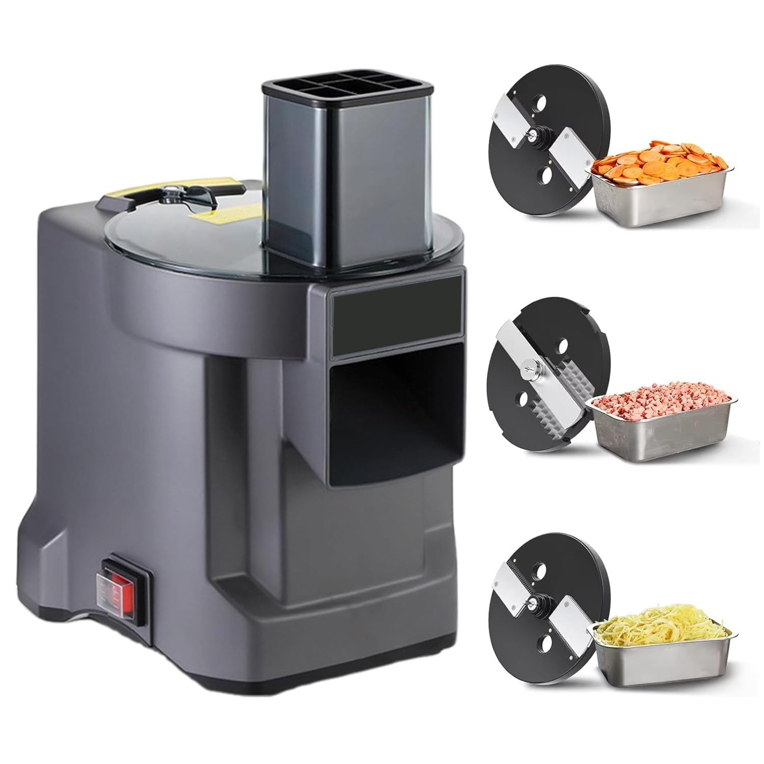 Picadora y rebanadora automática de verduras con cuchillas de acero inoxidable, capacidad de 100 kg/h, doble protección de seguridad, arranque con un solo toque para restaurantes y cantinas