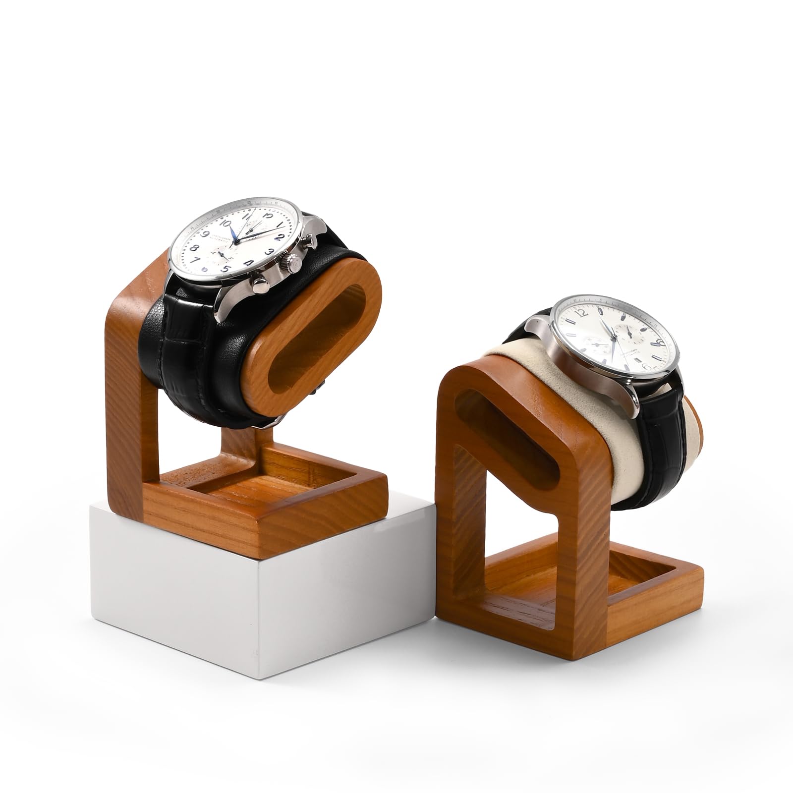 Oirlv Semplice Legno Massiccio Supporto per Orologio, Portaorologi In Legno,Portaorologi(Nero)