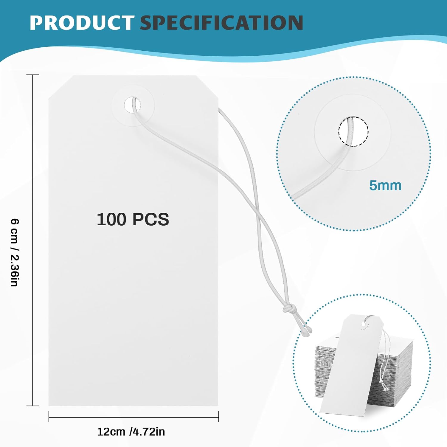 White Shipping Tags with Elastic String Blank Labeling Tags with Strings