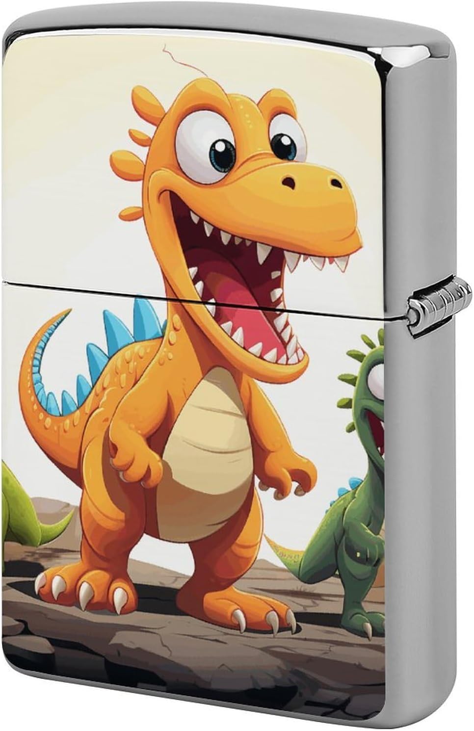 Cartoon Dinosaur Images Lighter Case Portable Metal Lighter Cover