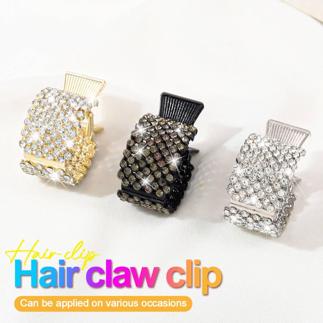 Zoestar Rhinestone Claw Clip Gold Small High Ponytail Clip Sparkly Hair Accessories for Women and Girls, Silver,Gold,Black - Image 2