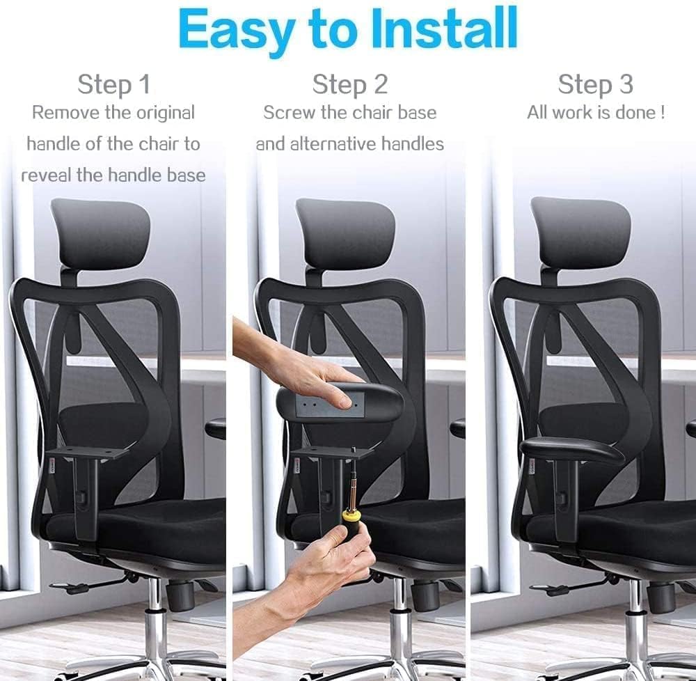 IYB-Office Chair Replacement Plastic Arm Pads, Chair Armrest Pads for Supporting Arms and Elbow (with 4 Free Screws, Black)