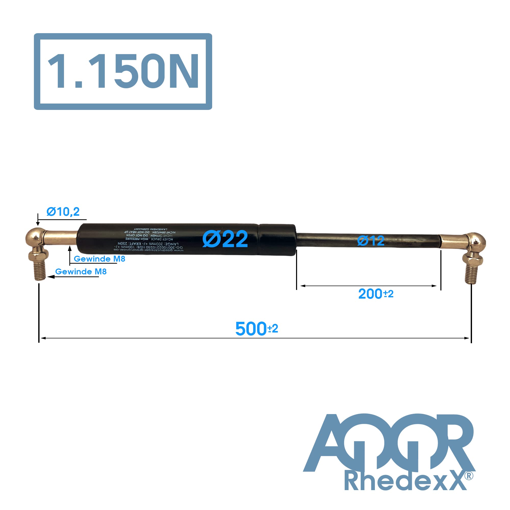 Molla A Gas Con Giunto Sferico M8 Sfera Molla A Gas 60 - Foto 2
