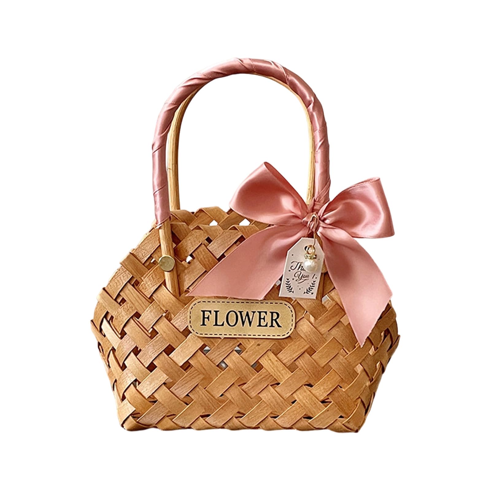 Handcrafted Wood Flower Basket with Rustics Charm for Living Room or Offices Multipurpose Decorative Basket