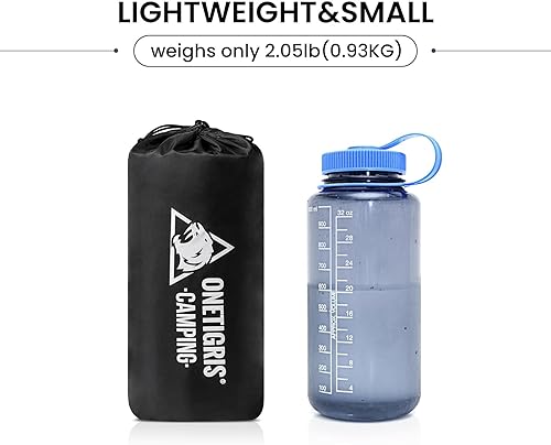 Miniatura 6 de ONETIGRIS Colchoneta de dormir ultraligera de obsidiana, aislante 5.2R, colchoneta inflable para acampar y mochilero que pesa 2.05 libras, 74.4 x