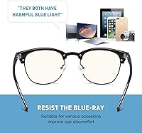 Vista 54 de Lentes Aomaste con bloqueo de luz azul, retro, con semi montura, UV400, lentes transparentes para computadora, unisex