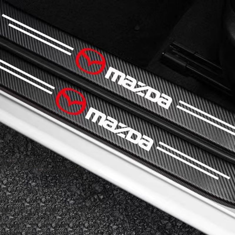 4 Adesivi Battitacco Per Mazda CX-30 - In Fibra Di Carbonio, Protezione Anti Graffi Per Portiere