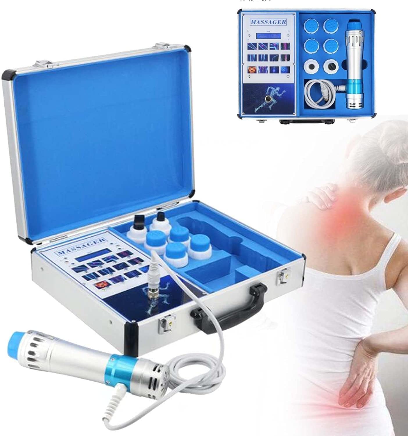 ED Macchina Per Terapia ad Onde d'Urto Con 7 Teste Di Massaggio Multifunzione Massaggiatore Del Corpo a Onde d'Urto Curare Le Malattie Muscolari/Disfunzione Erettile/Alleviare Il Dolore