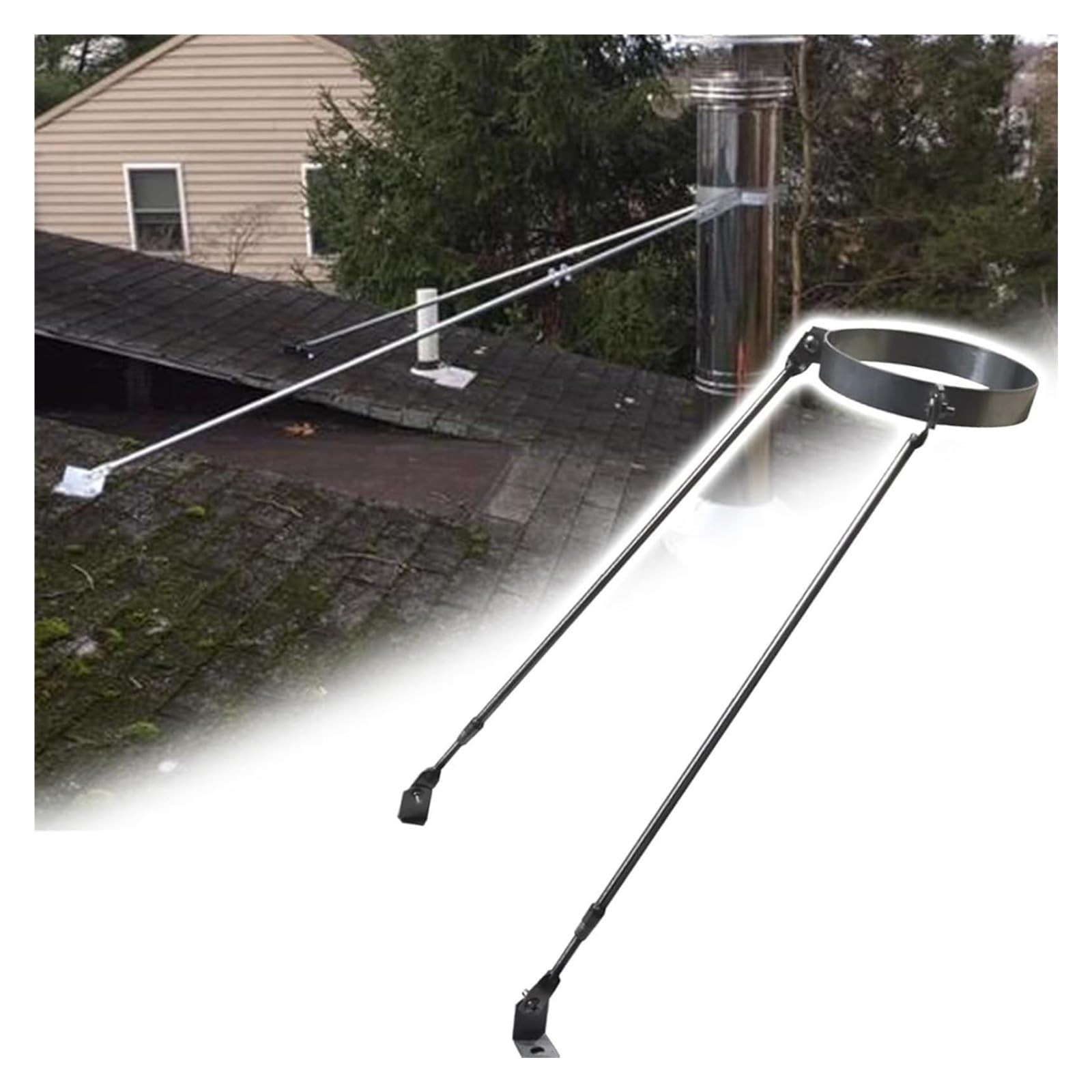 Support de cheminée Personnalisable en Acier Inoxydable | Supports de Toit universels pour Conduit de poêle | Stabilisation Durable pour conduits de 220 mm (8 11/16") de diamètre