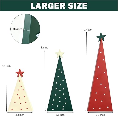 Miniatura 2 de Decoración de madera para árbol de Navidad, 3 tamaños, decoración de mesa de escritorio de Navidad con estrella, decoración de letrero de árbol de
