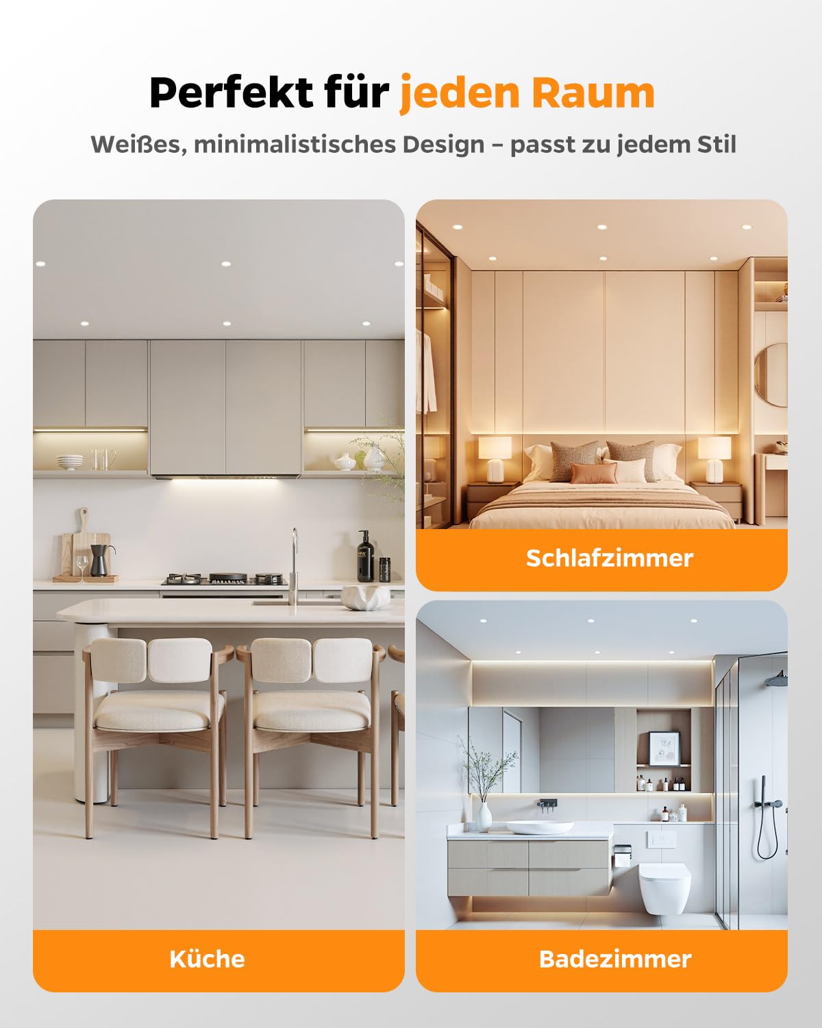 Sanyoung Einbaustrahler LED Dimmbar, 10er Set LED Spots 230V Flach Warmweiß Neutralweiß Kaltweiß, 5W Spots Deckenleuchte 65-80mm Lochmaß, IP44 Deckenspots Einbauleuchten für Badezimmer Wohnzimmer