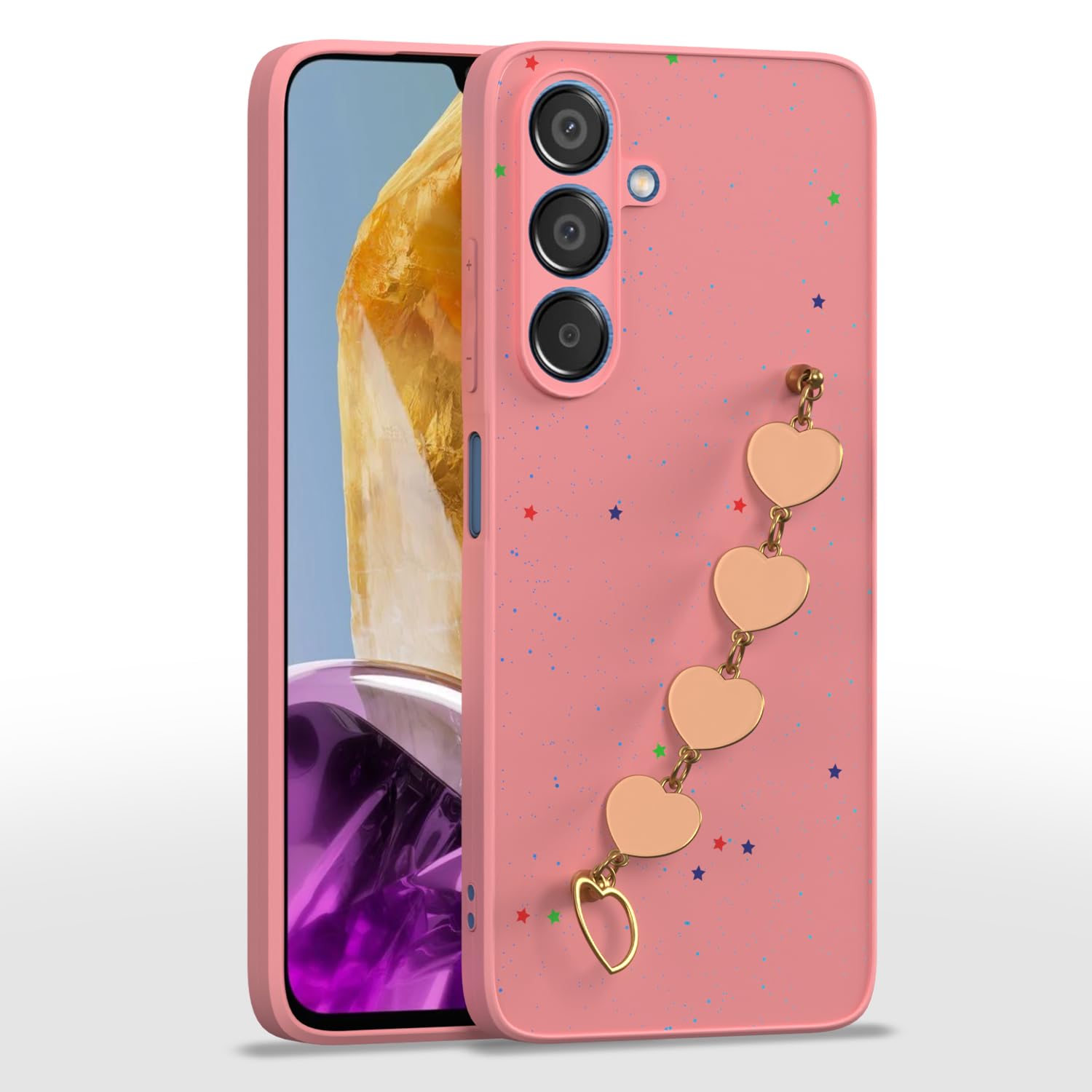 Pikkme Back Cover for Girls | Heart Shaped Metal Chain Blocks | Sparkling Soft TPU | Case for Samsung Galaxy F15 5G / M15 5G / M15 Prime 5G (Pink) (B0D5H684PL) Amazon Price History, Amazon Price Tracker