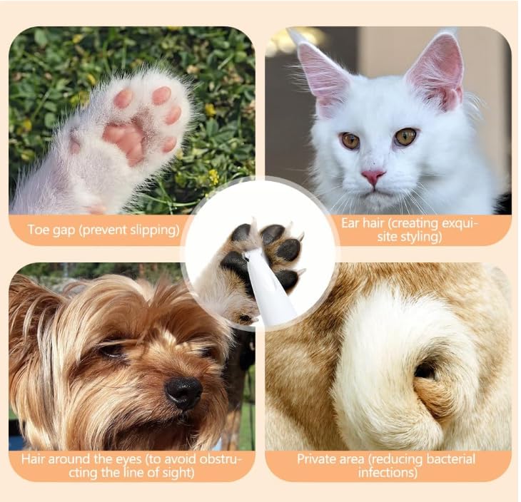 Image of Dog Trimmer, Saffory Paw Trimmer, Saffory Electric Dog Trimmer for Paws, Pet Paws Trimmer with Led Light, Rechargeable Low Noise Pet Trimmer Hair Clipper-1set White with Oil(1)