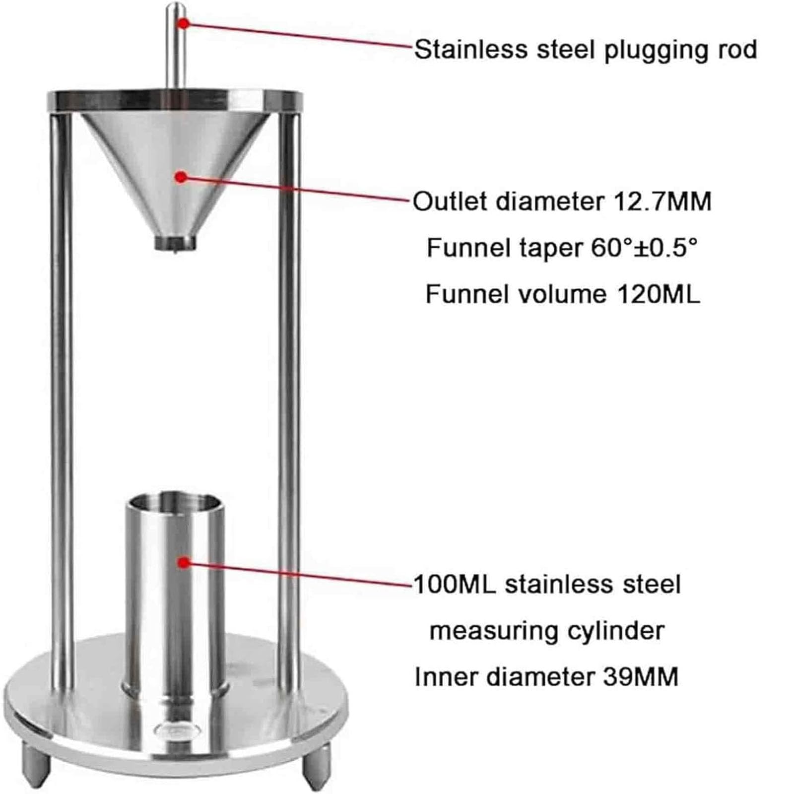 This Bulk Density Tester, Natural Stacking Density Meter, Stainless Steel Powder Density Measurement for Chemicals with 100ml Cup