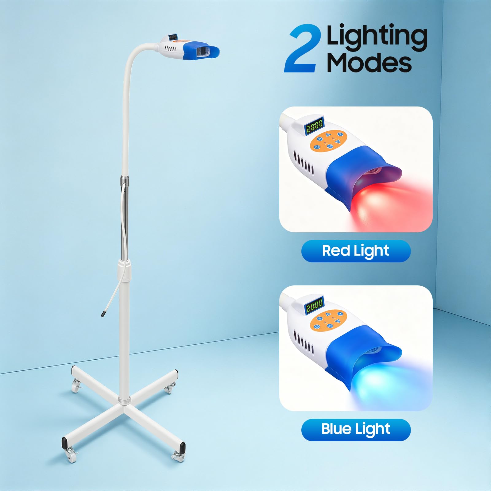 Apparecchio sbiancante Denti LED, Cura Orale Casa, 10 Tubi, Luminoso | Materiali robusti, 10 LED potenti,Timer automatico, roulette mobile, facile da pulire, uso domestico, cura scheggia sorriso