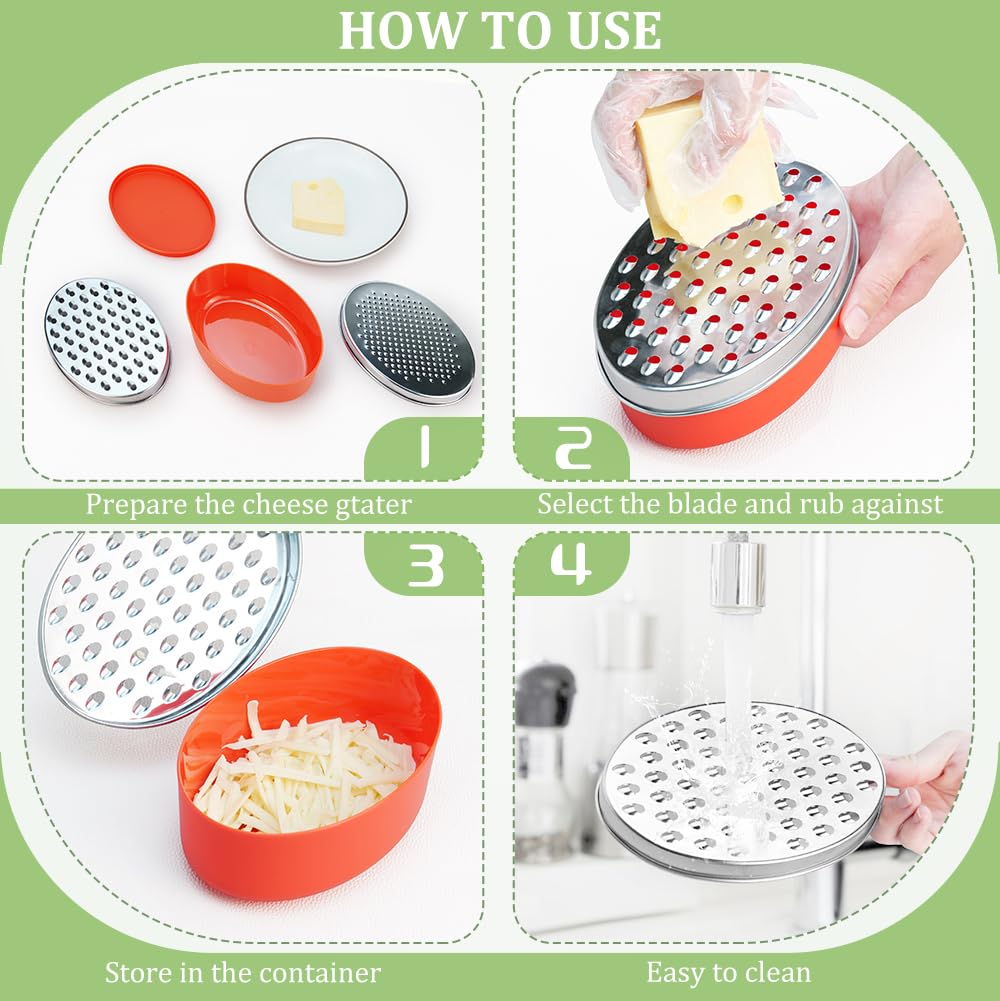 Râpe à Fromage Multifonction Avec Récipient 2 En 1 – Acier Inoxydable, 2 Tailles, Anti-Gâchis Pour Fromage, Légumes, Gingembre & Chocolat
