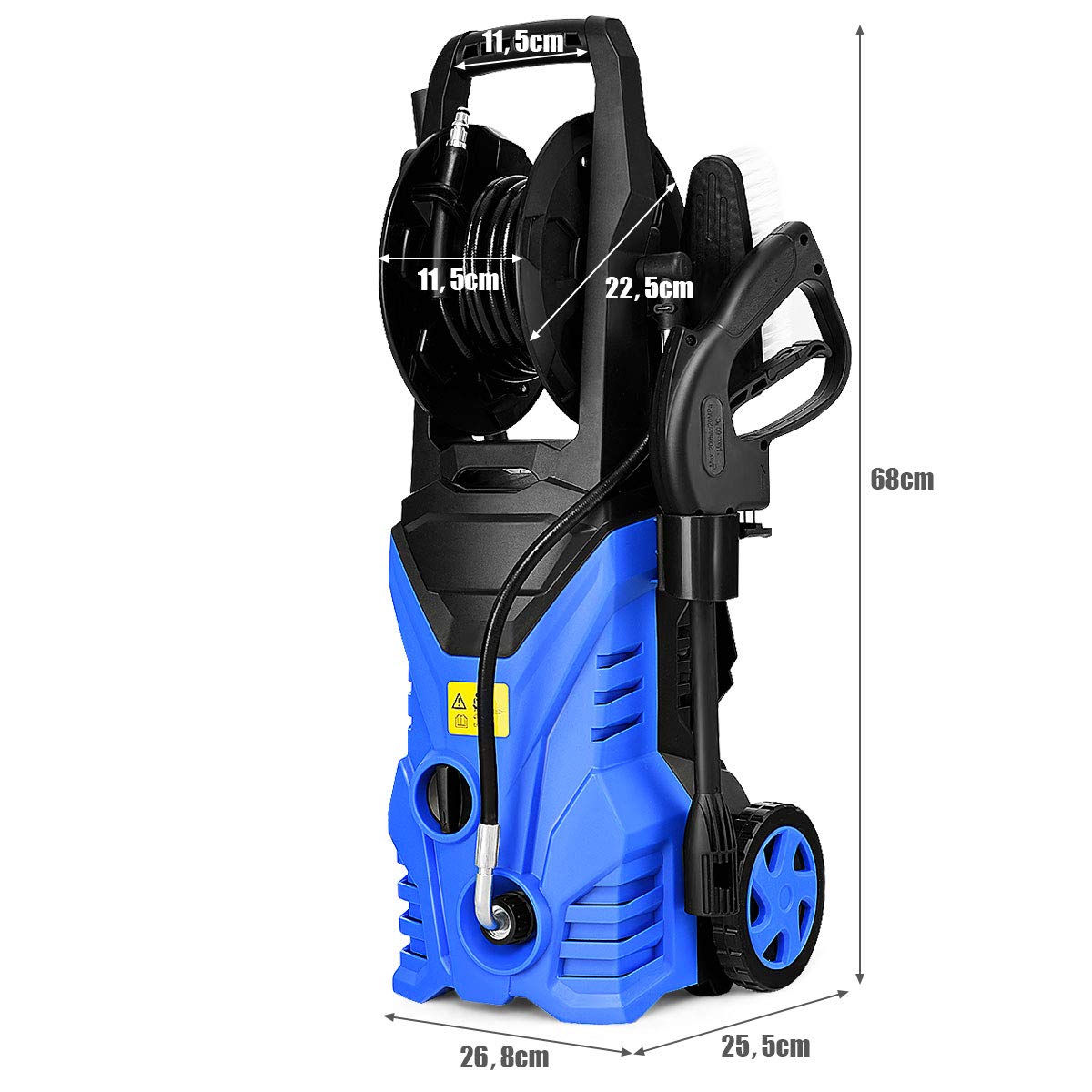 GYMAX Idropulitrice 1500W per Auto, Idropulitrice ad Alta Pressione con Accessori Completi, Idropulitrice Professionale Elettrica, (Blu)