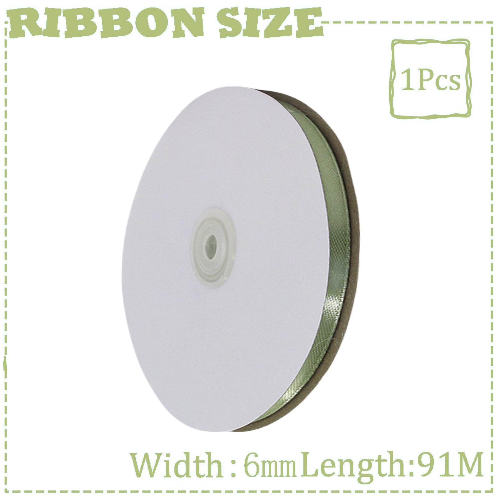6mm Sage Green Ribbon for Gift Wrapping,91m Fabric Thick Satin Ribbon Sage Green Bow for Gift Wrapping,Ribbons for Balloons,Crafting,Bouquets,Wedding - Image 2