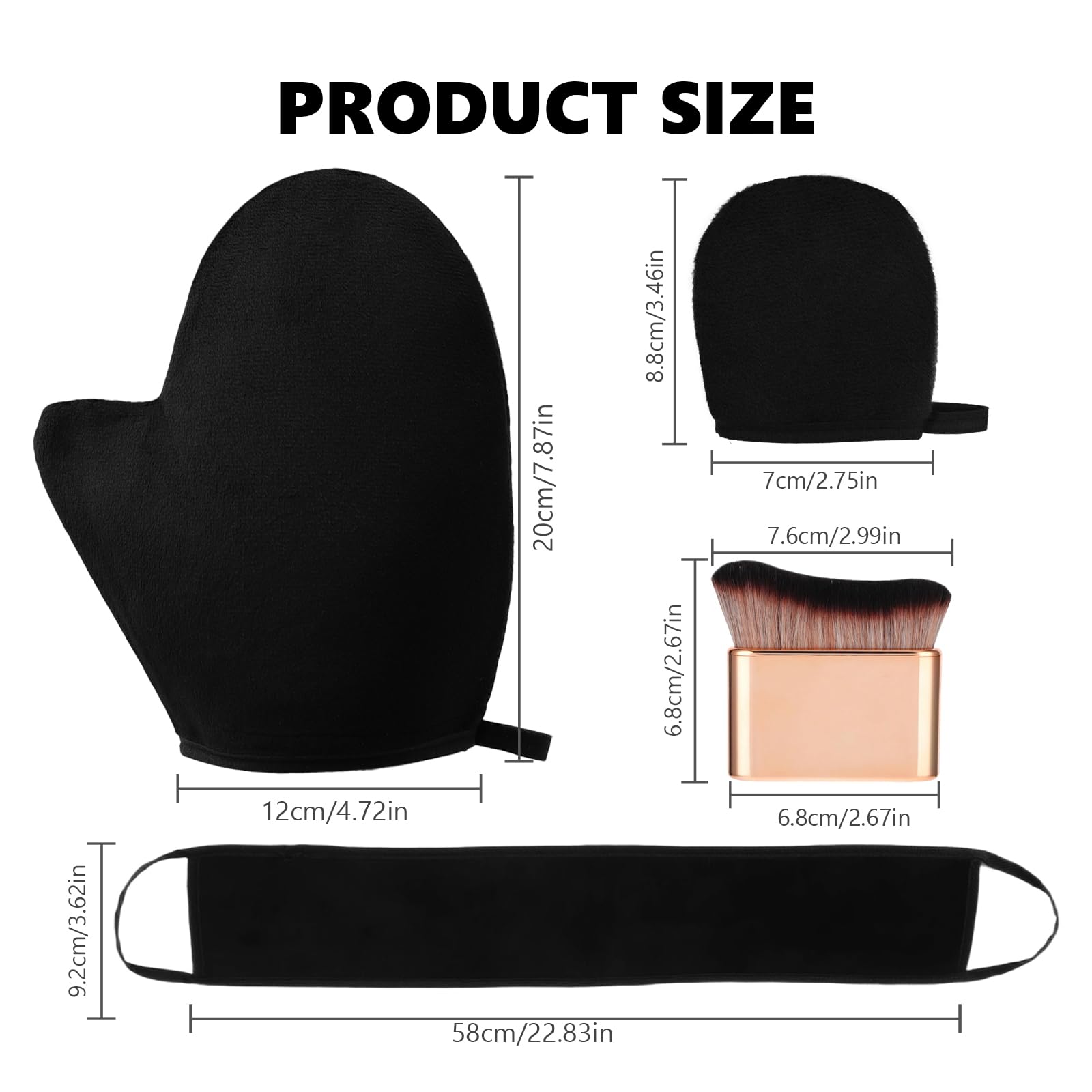 4 Pezzi Kit Guanto Autoabbronzante, Autoabbronzante Guanti Applicatore, Applicatore Abbronzatura Riutilizzabili Lavabili, per Crema Abbronzante, Nero
