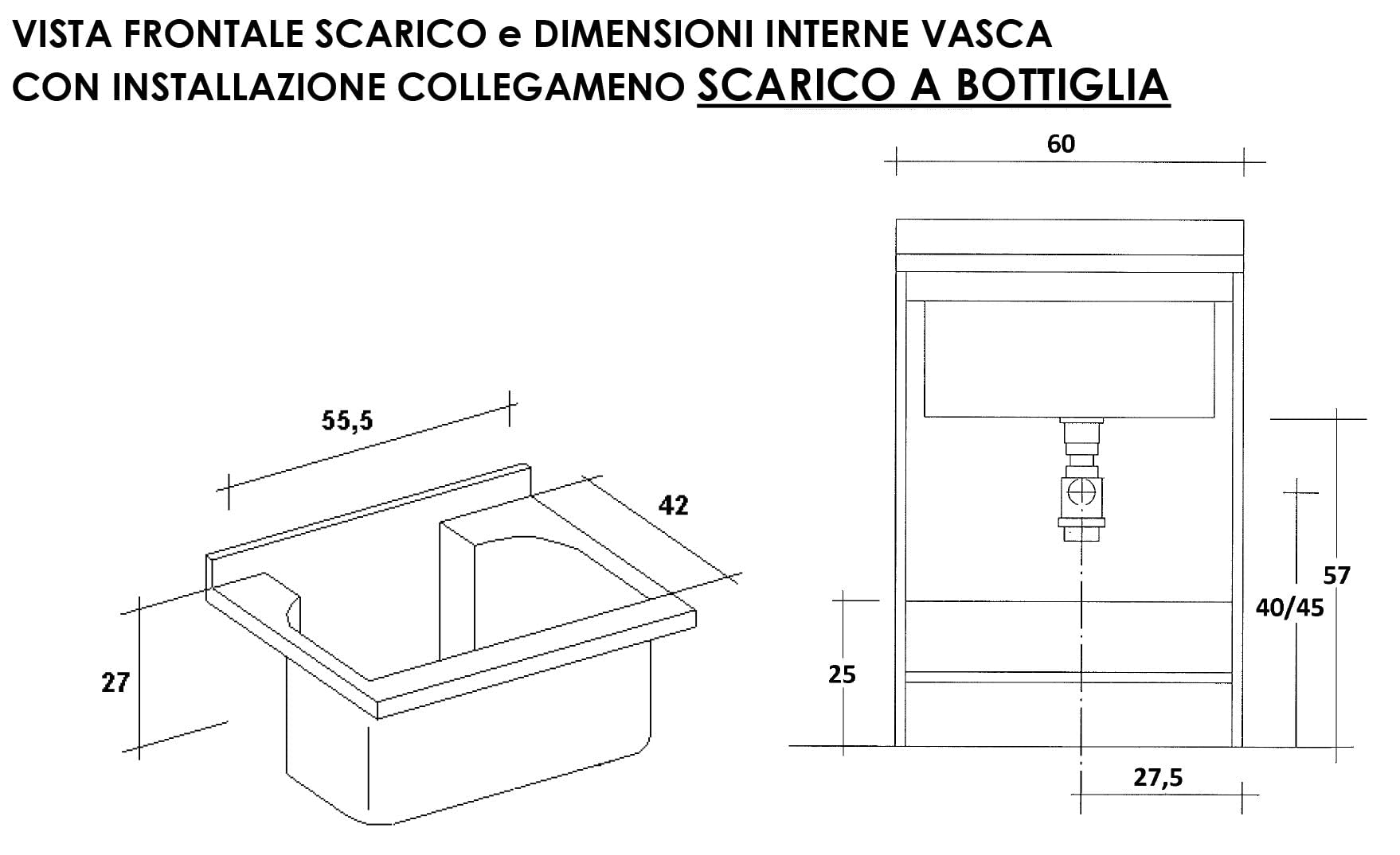 Montegrappa Mobile Lavatoio 60x50x85cm 2 Ante ASSE in Legno Edilla Bianco