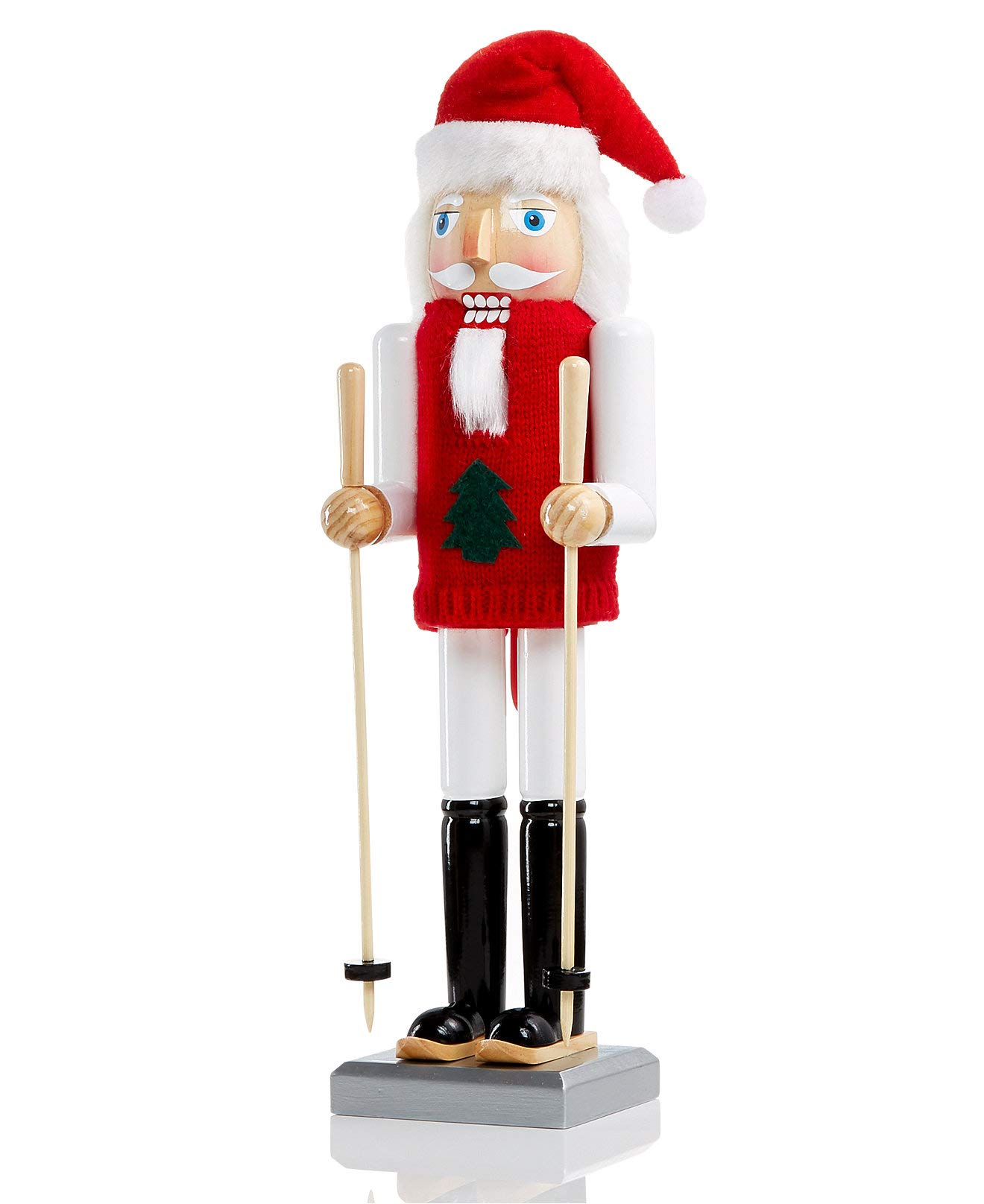 14" Wood Skier Nutcracker in Winter Sweater Christmas Holiday Decorations