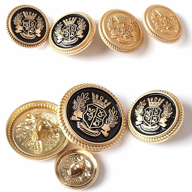 Guziki w stylu vintage Guzik 10 sztuk metalowe guziki złoty guzik do płaszcza marynarka koszula garnitur DIY ręcznie robione akcesoria do szycia guziki(Schwarz,15MM)