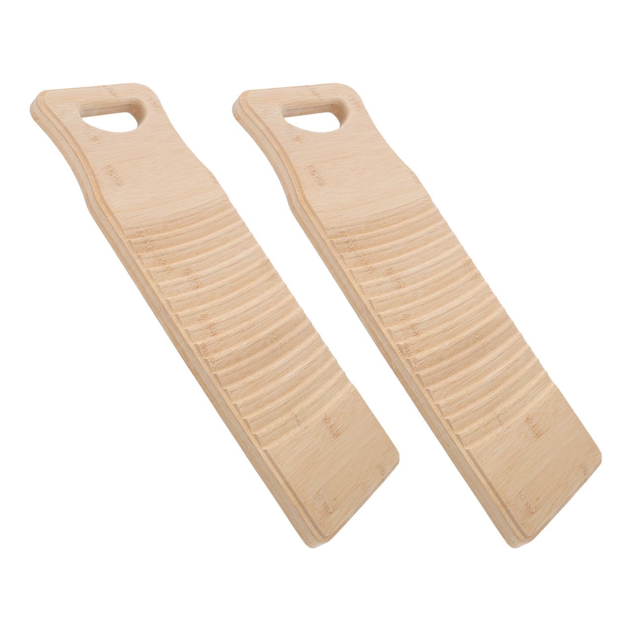 COHEALI 2 Tablas de Lavar Ropa de Bambú Textura Acanalada, Ligeras y Naturales, Ideales para Fregar Ropa Delicada en Baño o Cuarto de Servicio
