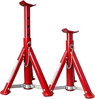 USYATO 3 Ton Foldable Jack Stands Pair - 6600 lbs Heavy Duty for Trucks SUVs ATVs, Adjustable 11.42-16.06", Safety Pin, Red