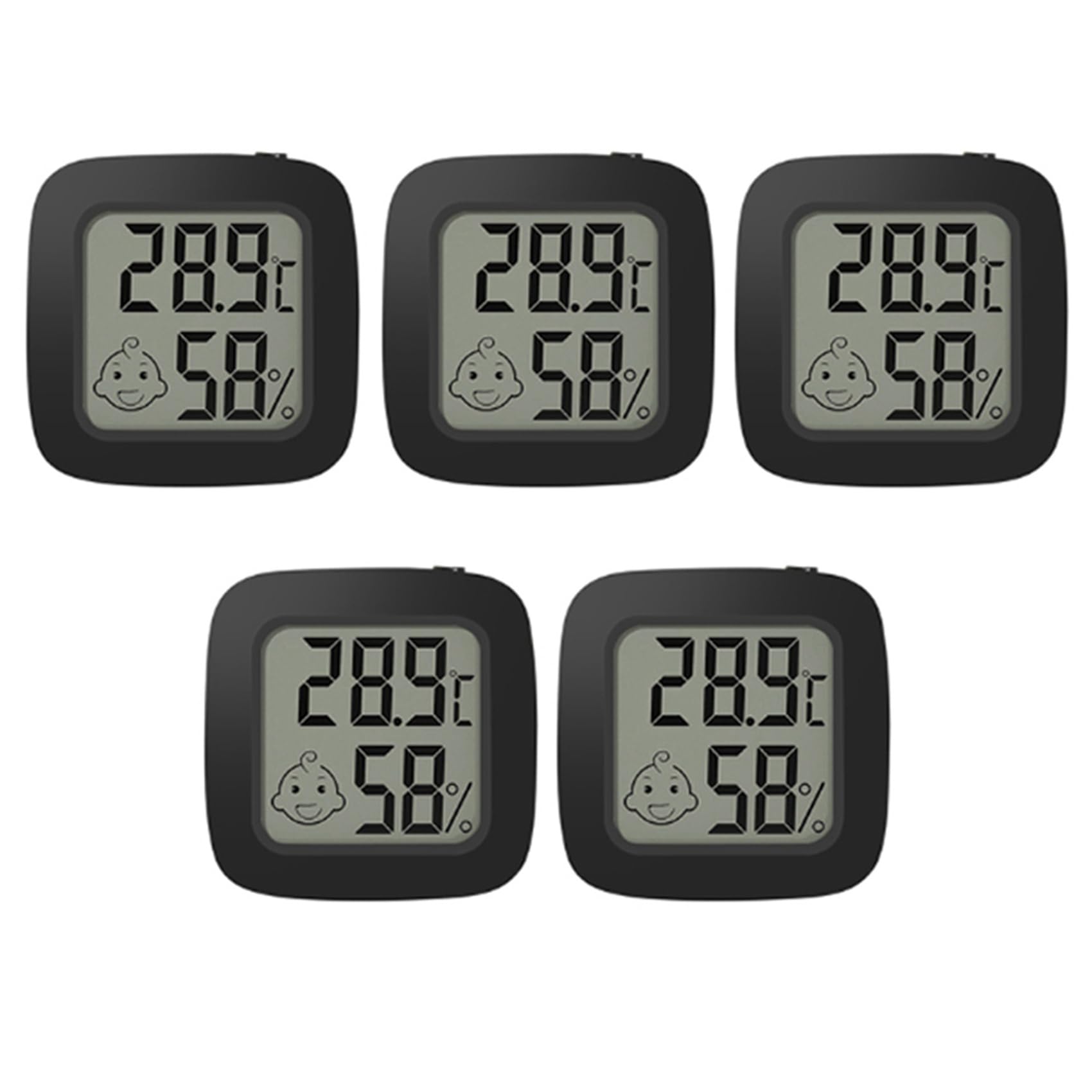 Jnchdghwa 5X Mini LCD Digital Thermometer Hygrometer Magentic Temperature Meter Humidity Sensor Weather Station Black