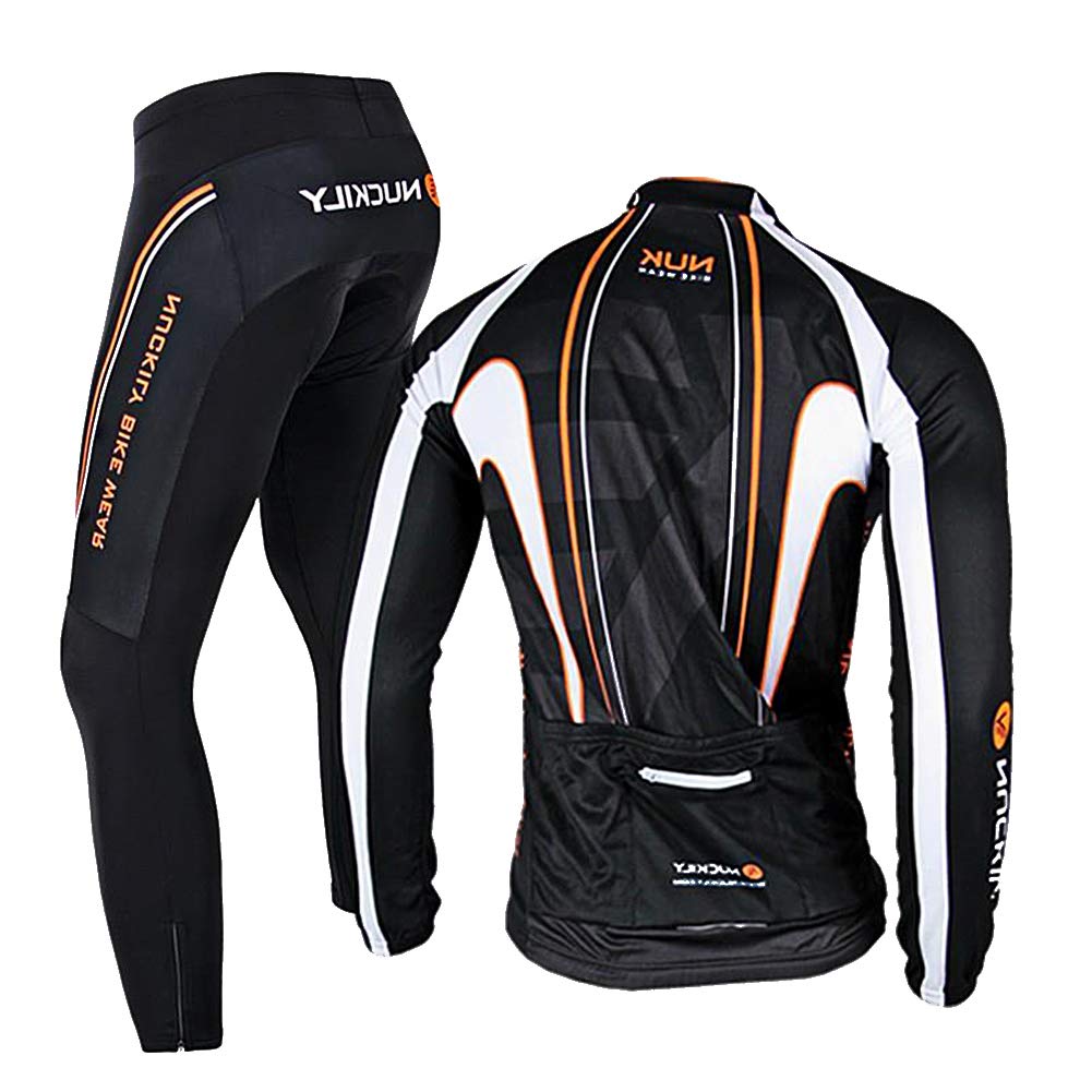 RMane Trajes de ciclismo para hombre de forro polar, juego de maillot de ciclismo de manga larga, chaqueta de ciclismo + pantalones de ciclismo acolchados 3D S - 2XL