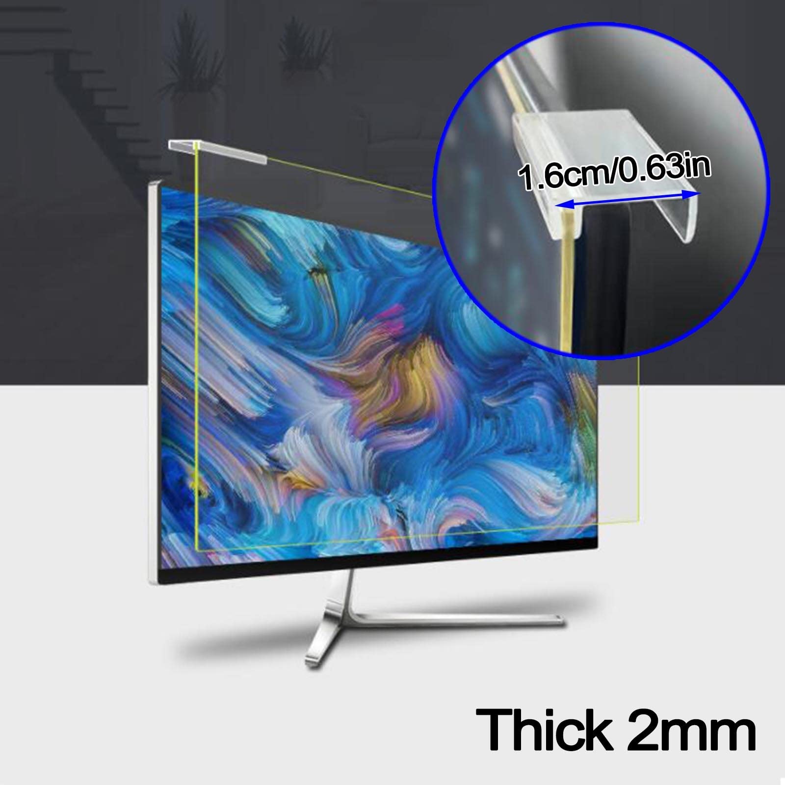 Filtro per Schermo Anti-Luce Blu per Computer, Riduce L'Affaticamento degli Occhi, Pellicola Protettiva per Schermo Portatile da Appendere, HD, Pellicola Protettiva Trasp,Diagonal-17in/43.2cm