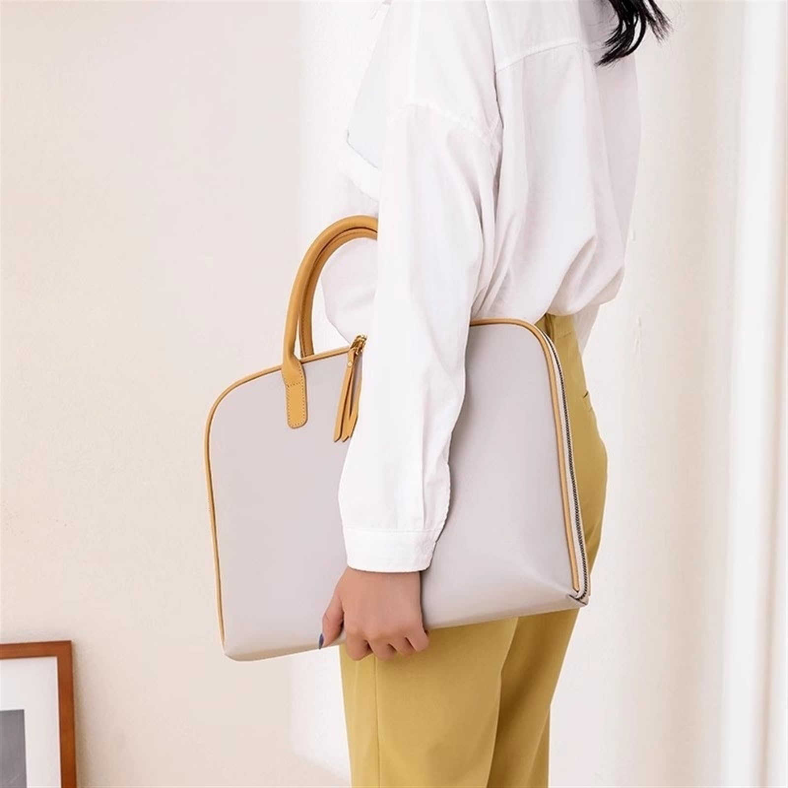 Ordenador Portátiles Funda Maletín de Cuero, Bolso de Mano, Bolso Profesional de Negocios de Gran Capacidad a la Moda, Bolso for portátil de 14 Pulgadas Funda Portatil Bolsa Multifunci