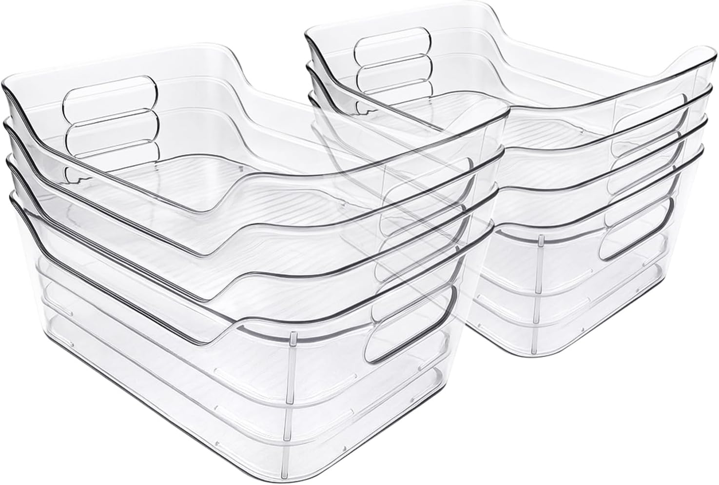 8 Pack Acrylic Pantry Storage Bins, Storage Bins for Cabinets, Clear Bins for Pantry, Cabinets, Organizing, Fridge, Kitchen (7.9” x 5.5” x 3.2”)