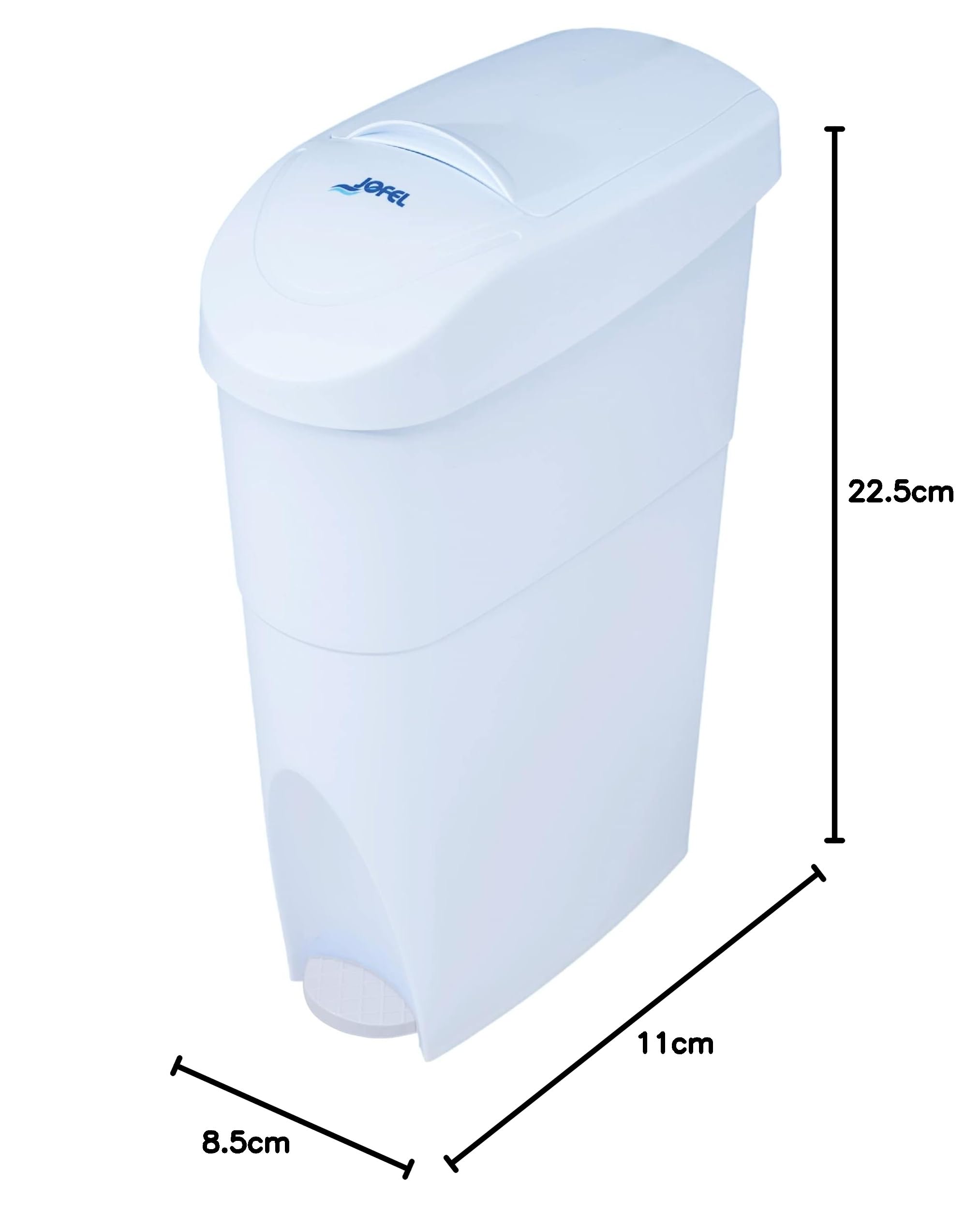 Jofel Am41000 Contenitore per Assorbenti Femminili, con Pedale, Bianco, 15 L