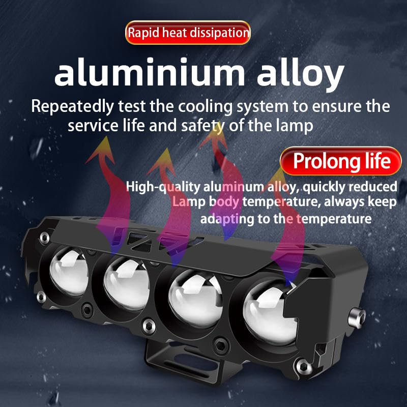 Image of NIGHT LIFE 4 Lens Dual Color LED Fog Light Bar with White & Yellow Modes, 12V Waterproof Aluminium Alloy Body, IP67, High Brightness Long Range Spotlight for Cars & Bikes (Pack Of 1)