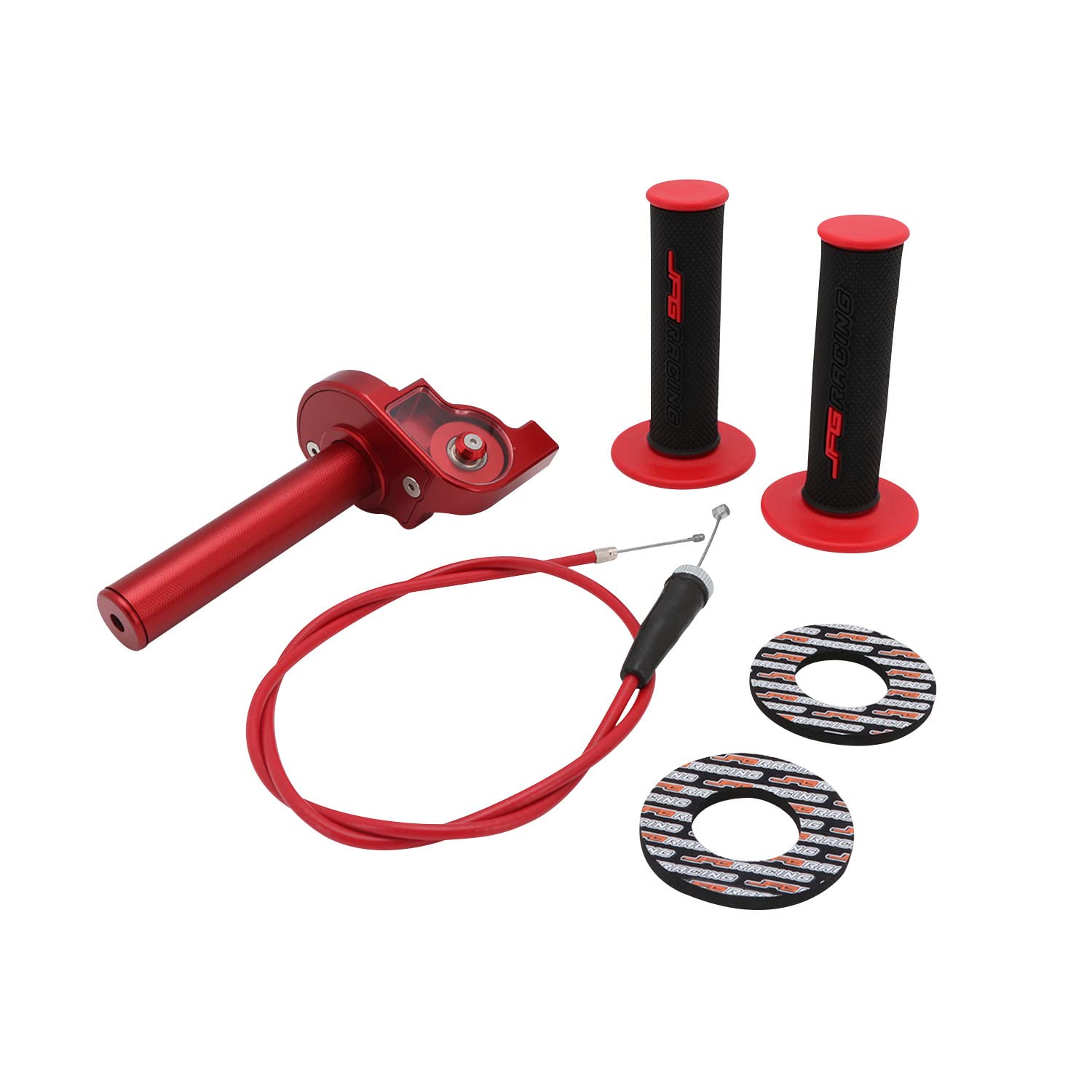 Conjunto de Acelerador Moto con Cable y CNC Puño Rapido Universal para Manillares de 7/8" (22 mm) para la Mayoría de Las Motocicletas CRF YZ PW KX KLX RM DR DRZ 110cc 125cc 150cc Dirt Pit Bike-Rojo